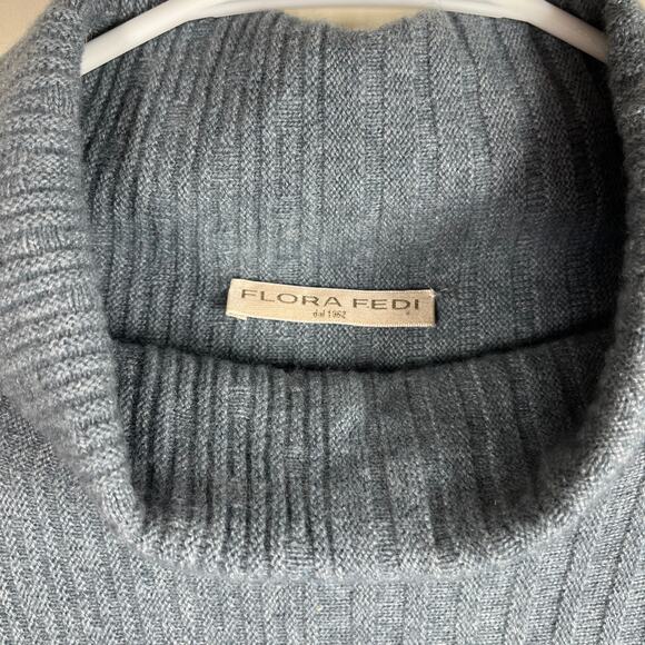 Flora Fedi Virgin Wool Cashmere Viscose Sweater Womens Small Oversized Blue Gray - Picture 4 of 11